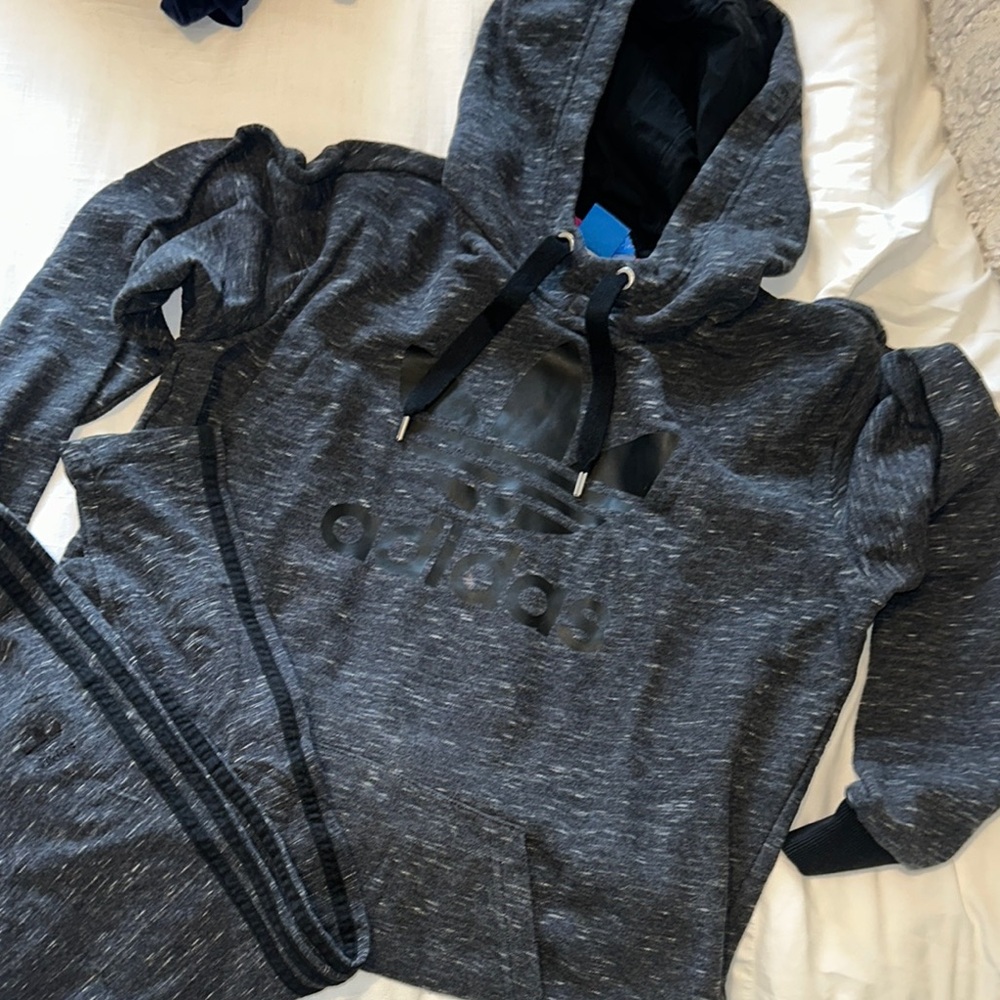 Adidas Gray Zip-Up Hoodie Sweatshirt